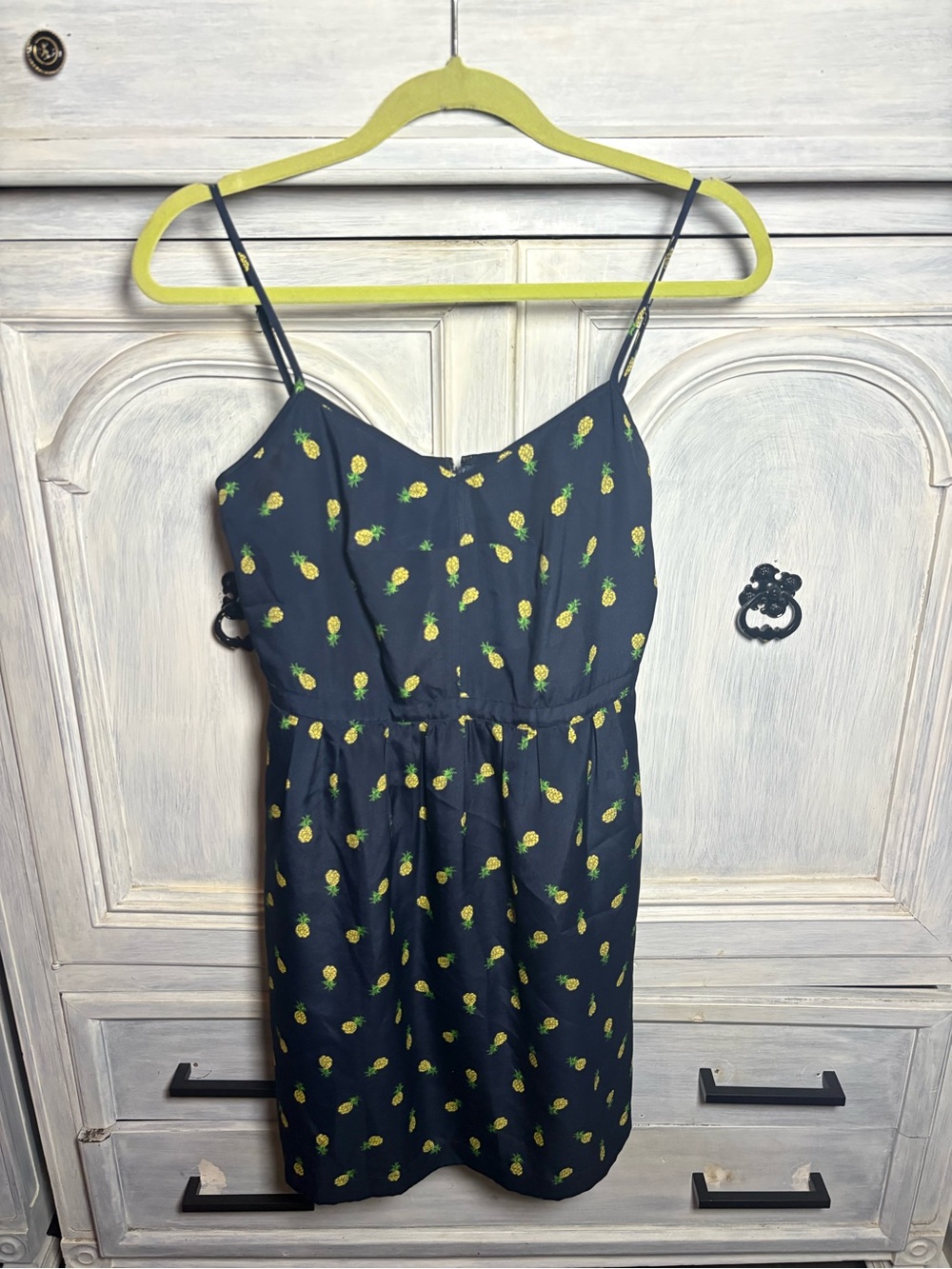 J.Crew Navy Pineapple Print Sundress Preppy Whimsical Romantic Tropical Twee - Picture 3 of 8